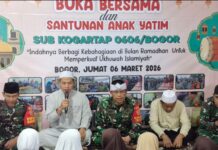 Sub Kogartap 0606/Bogor Melaksanakan Buka Puasa bersamaTokoh Masyarakat dan Pemberian Santunan kepada Anak-anak Yatim